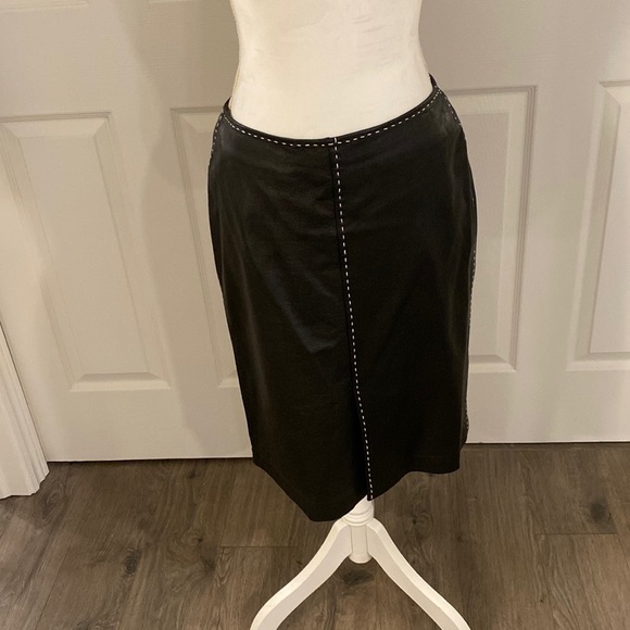 Black leather shirt with white stitching from INC. 21-1/4β long, slim fit. - Picture 1 of 6